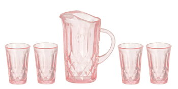 Kanna med 4 glas, rosa