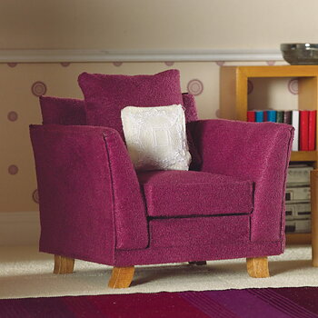 Armchair with  plum colored fabric