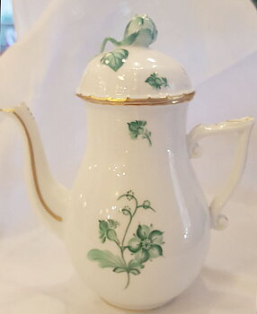 Herend kaffekanna grön blomkvist