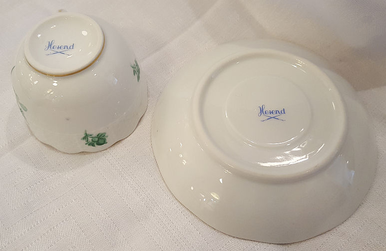 Herend moccacup with saucer green flower sprig - 3