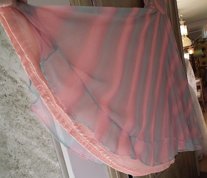 Eveningdress rose green 1950s, size M - 7