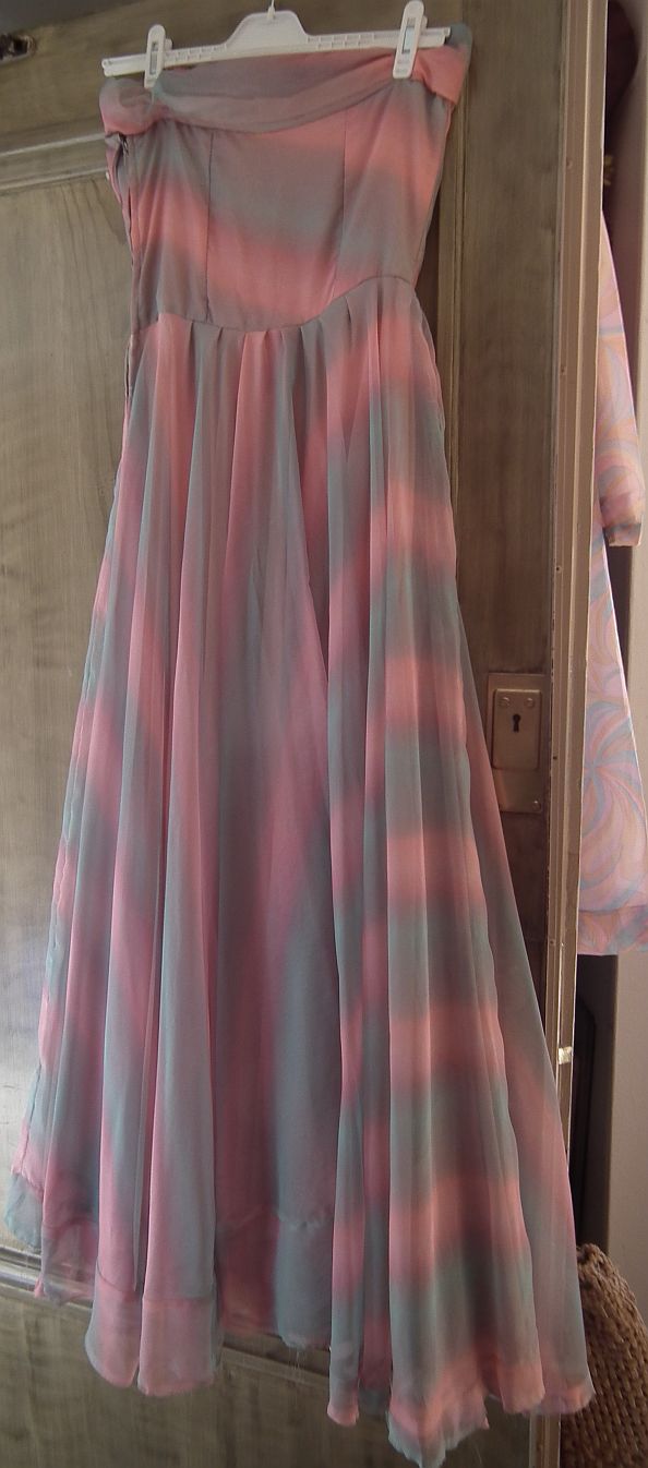 Eveningdress rose green 1950s, size M - 2