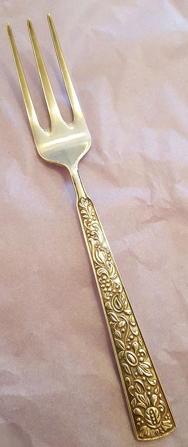 Cake serving fork electroplate