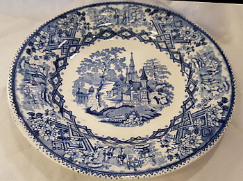 Ecclesial blue dinner plate
