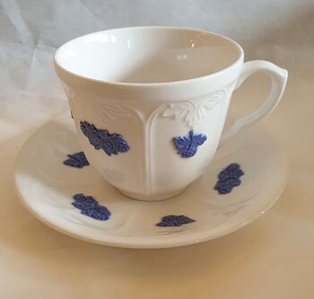 Blue Flower coffee cup and saucer, 6.3 cm, black stamp
