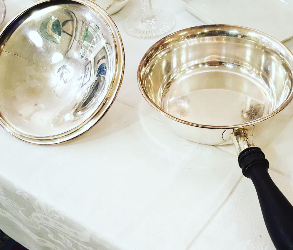 Electroplate serving pan with ebony handle - 3