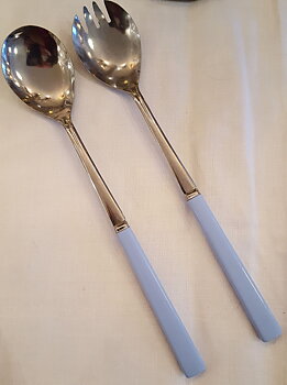 Fiesta light blue salad servers