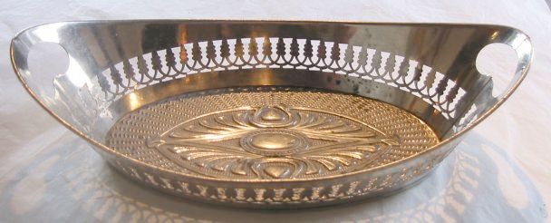 Bread basket nickel-plated tin Art Nouveau