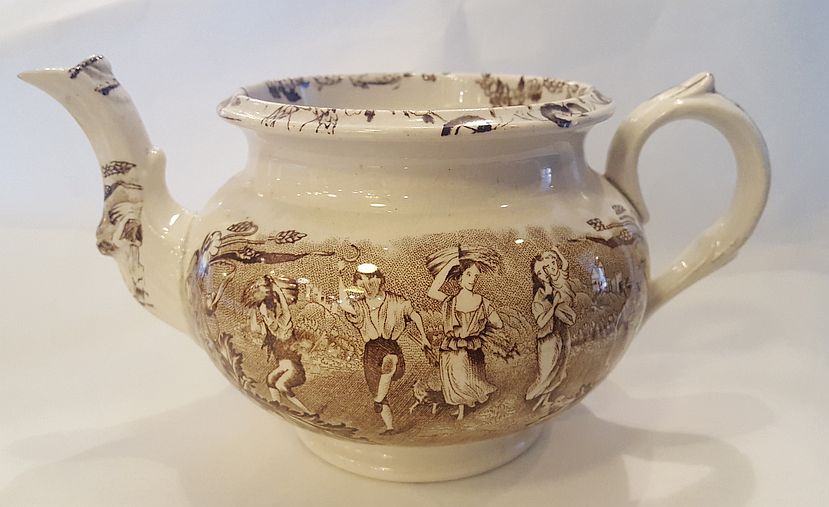 Tekanna, flintgods koppartryck