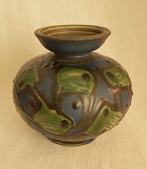 Kahler blue green vase