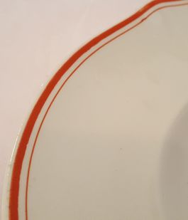  Cream and red serving dish big - 2