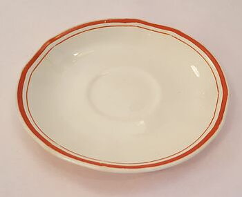  Cream and red coffee saucer