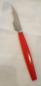 Kräftkniv oragnerött skaft smalt blad 