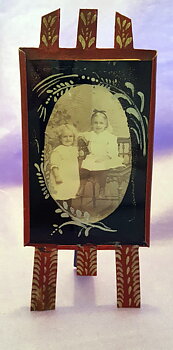 Photo frame painted tin and glass