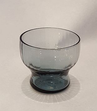 Shot glass blue-grey optic blown 1950s