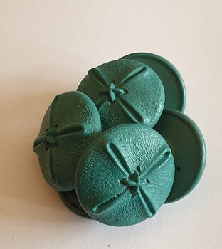 Buttons turquoise green plastic 1960s, 6 pcs