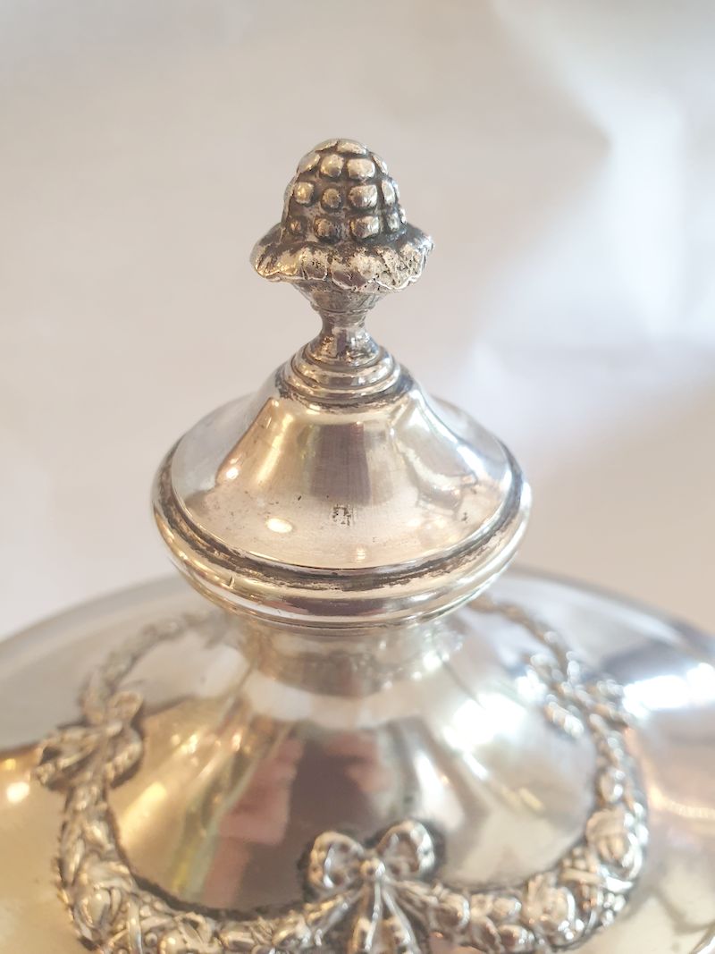  Sugar bowl, confectionery bowl on foot late gustavian style electroplate - 3