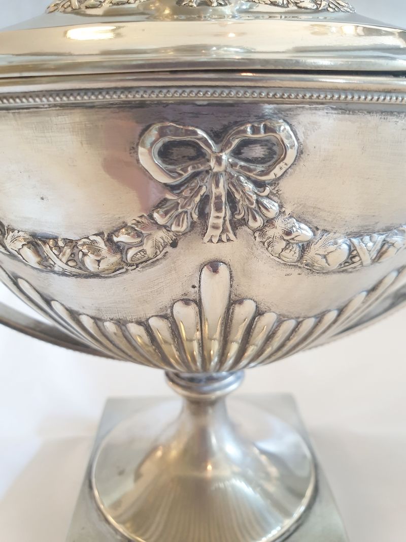  Sugar bowl, confectionery bowl on foot late gustavian style electroplate - 4
