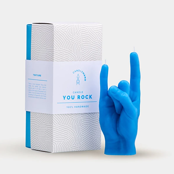 Candle Hand You Rock Blue