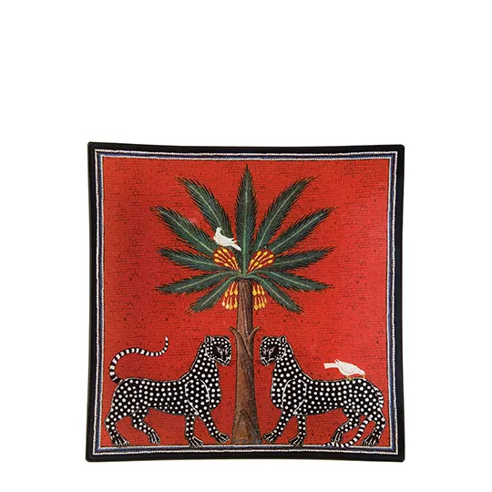 ORTIGIA Glass Plate Red Mosaico