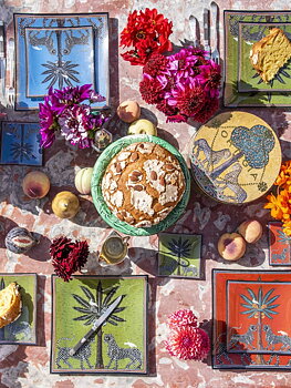 ORTIGIA Glass Plate Red Mosaico