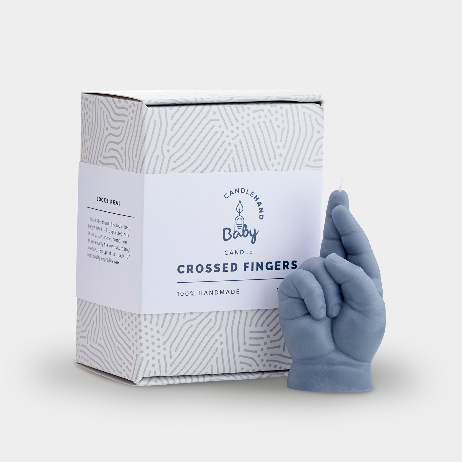 Baby Candle Hand Crossed Fingers Grey - 2