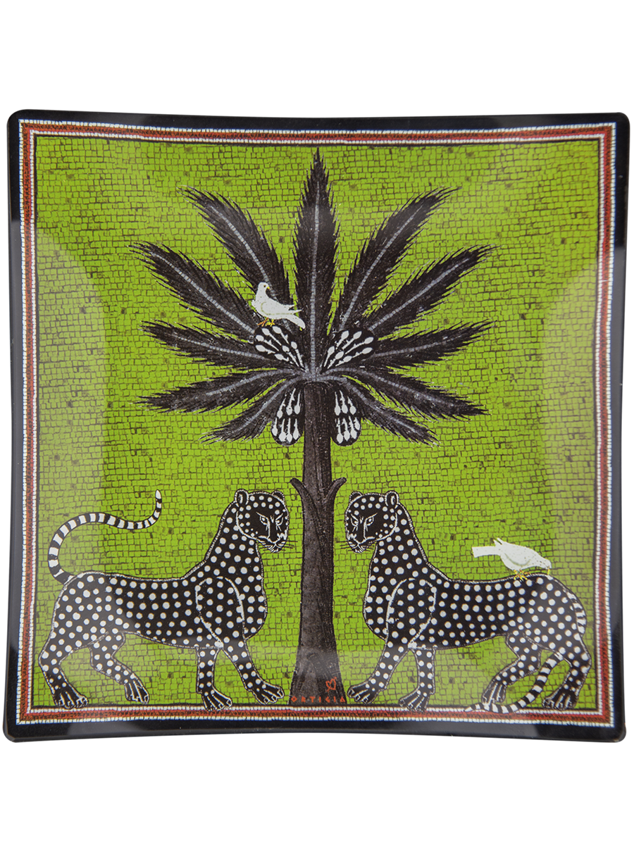 Ortigia Glass Plate Mosaico Green 25x25 cm
