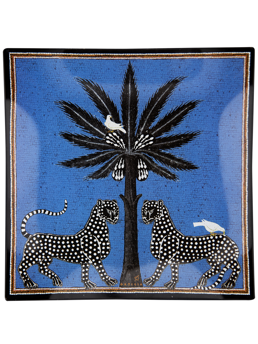Ortigia Glass Plate Mosaico Blue 25x25 cm