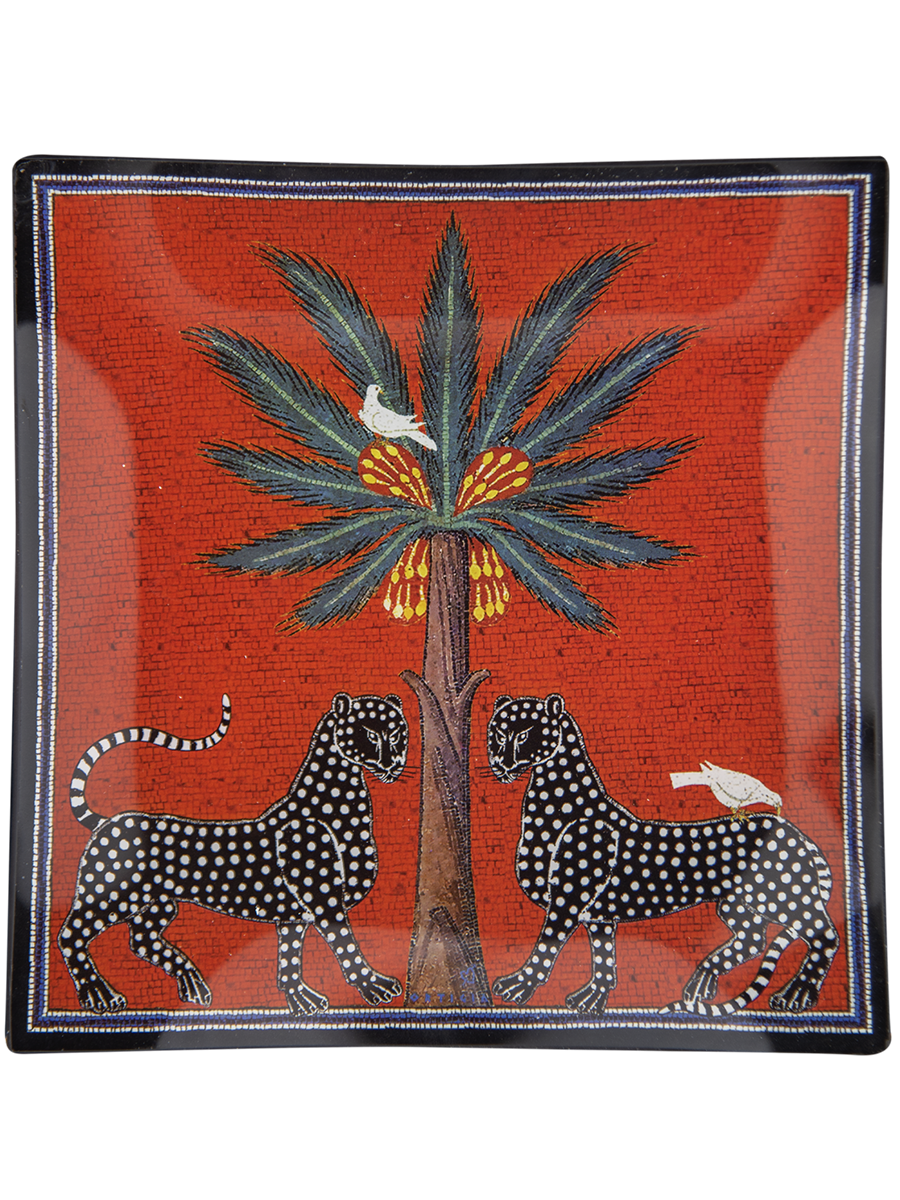 Ortigia Glass Plate Mosaico Red 25x25 cm
