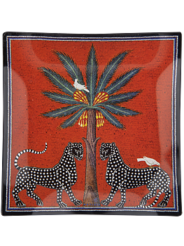 Ortigia Glass Plate Mosaico Red 25x25 cm