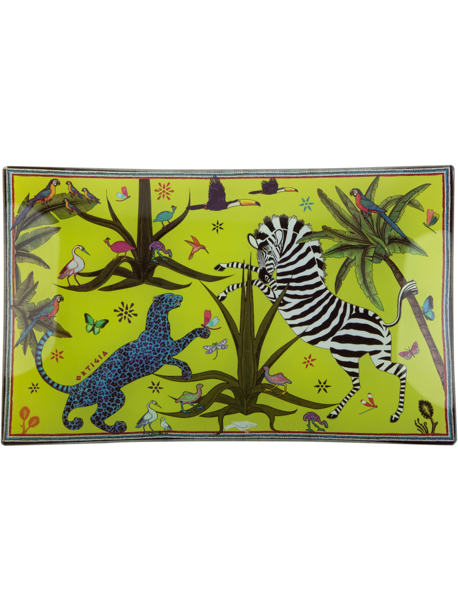 Ortigia Glass Plate Jungle Rectangle 26x16 cm