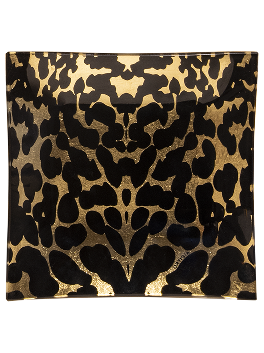 Ortigia Glass Plate Gattopardo Square 16 cm
