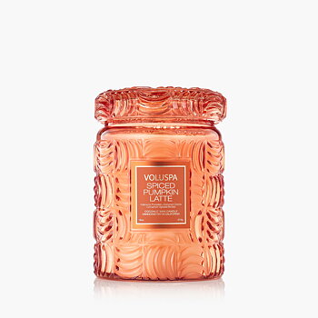 Voluspa Spiced Pumpkin Latte Large Glass Jar with glass lid