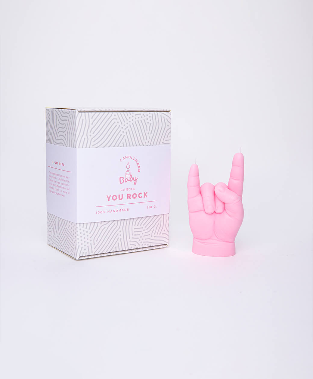 Baby Candle Hand You Rock Rosa - 2