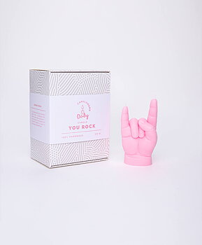 Baby Candle Hand You Rock Rosa