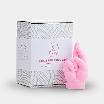 Baby Candle Hand Crossed Fingers Rosa