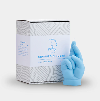 Baby Candle Hand Crossed Fingers Light Blue