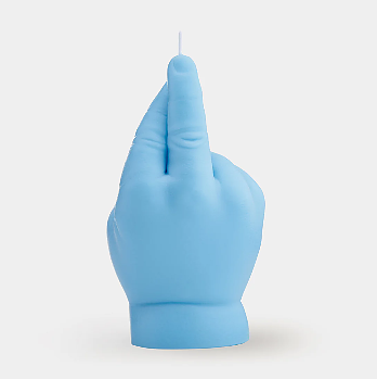 Baby Candle Hand Crossed Fingers Light Blue
