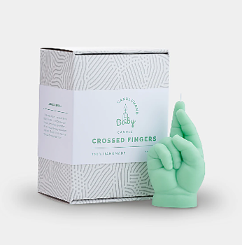 Baby Candle Hand Crossed Fingers Mint Green