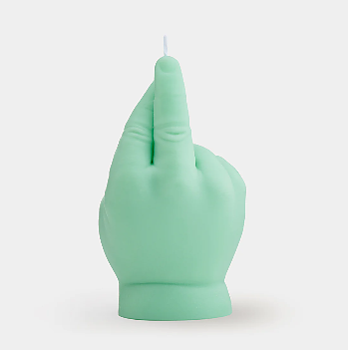 Baby Candle Hand Crossed Fingers Mint Green