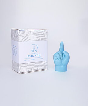 Baby Candle Hand *F** You* Blå