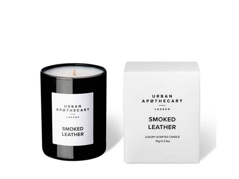 Urban.A Smoked Leather Luxury Black Small Glass Candle