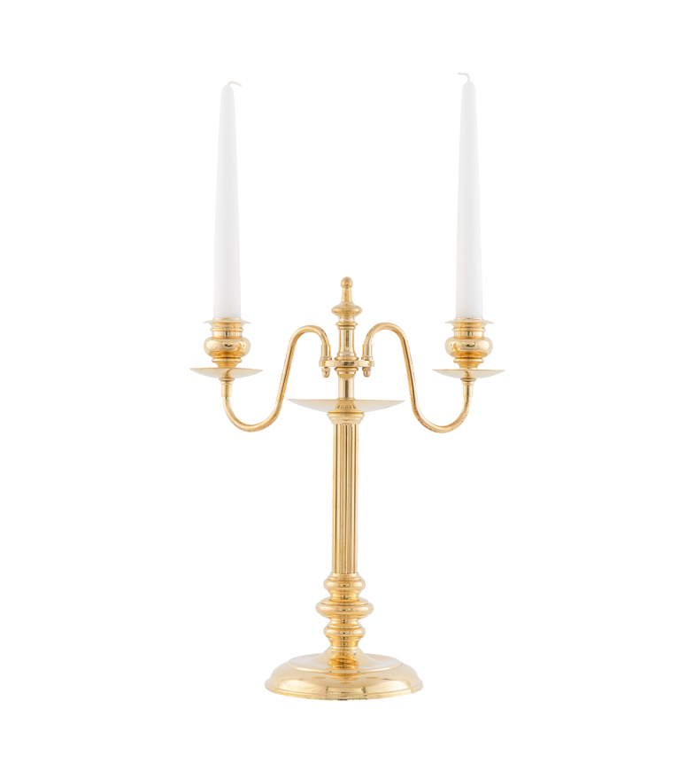 Karlskrona Candlestick Palander 2- Arm Brass