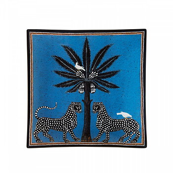 Ortigia Glass Plate Blue Mosaico