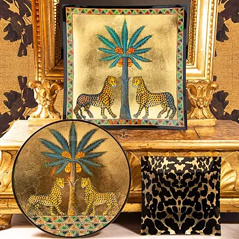 Ortigia Glass Plate Gold  Round 