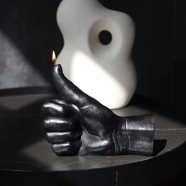 Candle Hand Thumbs Up  Black