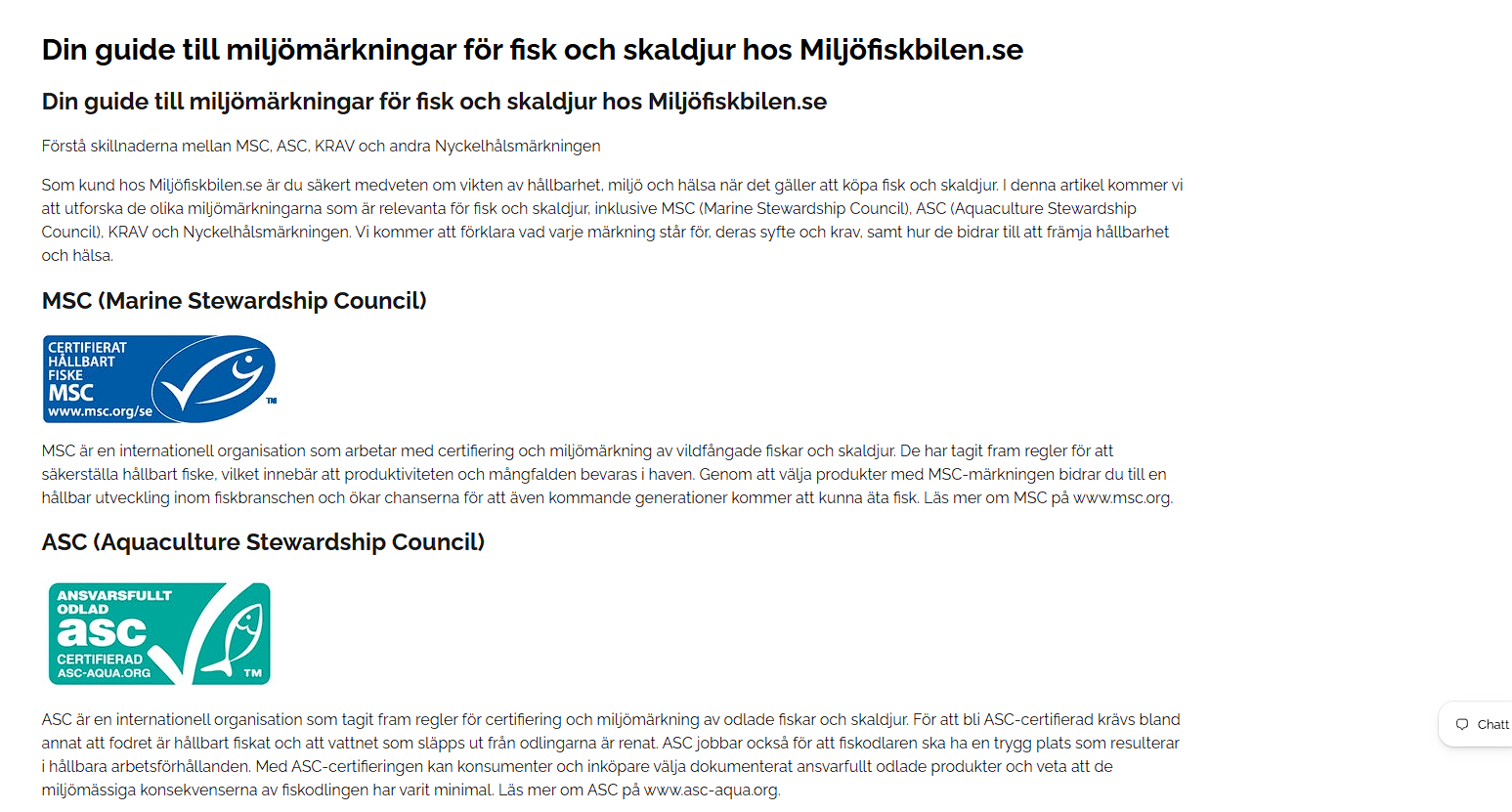 MSC – certifierat hållbart fiske