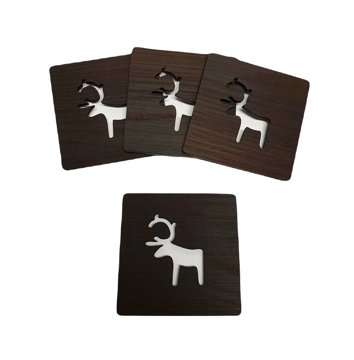 Glasunderlägg Ren ask, 4-pack