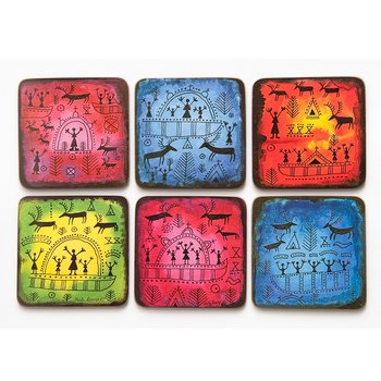 Glasunderlägg Tecken, 6-pack