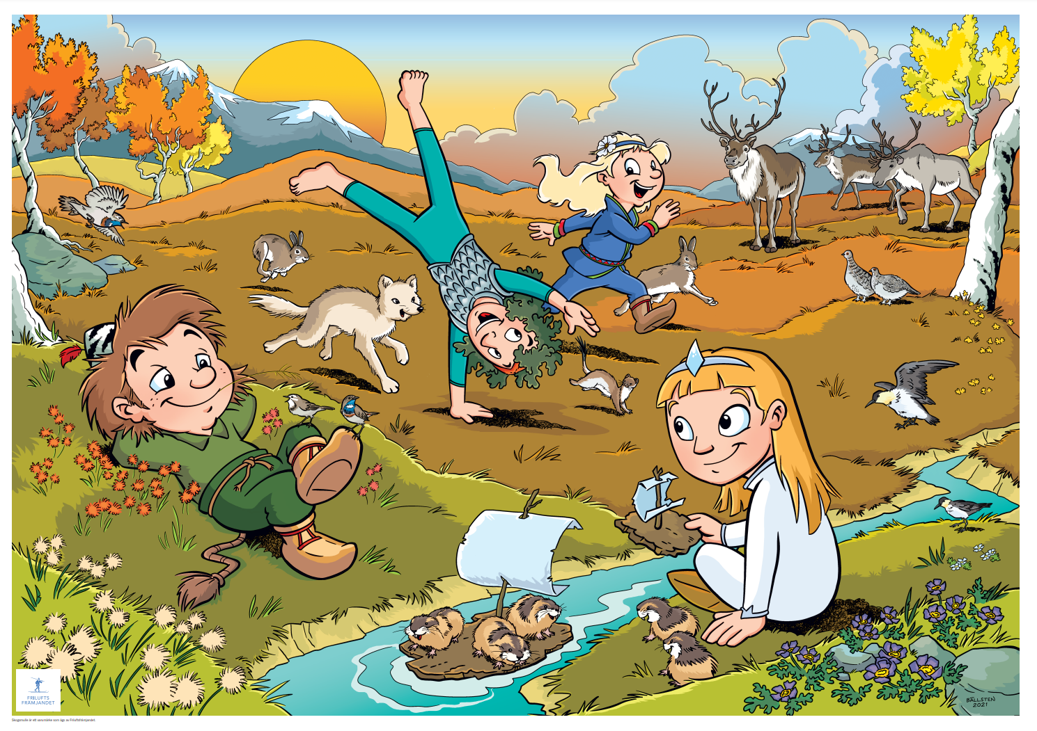 Höstaffisch med Skogsmulle och hans vänner